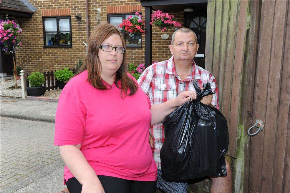 Cllr Robert Woodbridge and wife Theresa, who was attacked by wasps in a bin bag