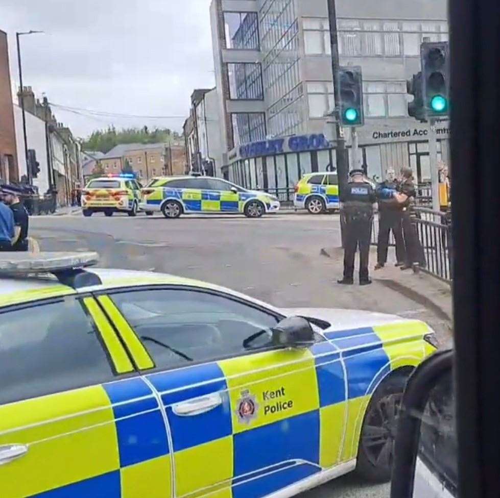There was a huge emergency response at the junction of Star Hill and Rochester High Street. Picture: @timbobsquare on Twitter