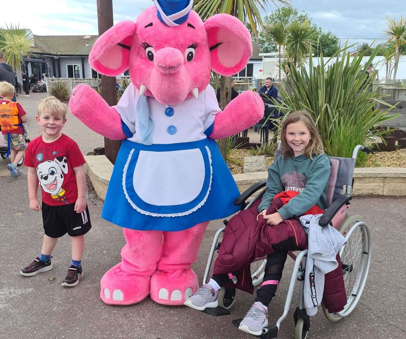 Sophia was forced to use a wheelchair after breaking her leg in February. Picture: Megan Shirley