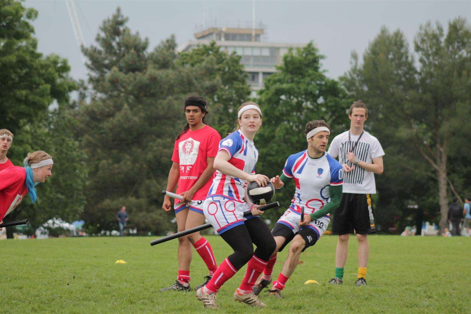 Jemma Thripp plays with the UK quidditch team