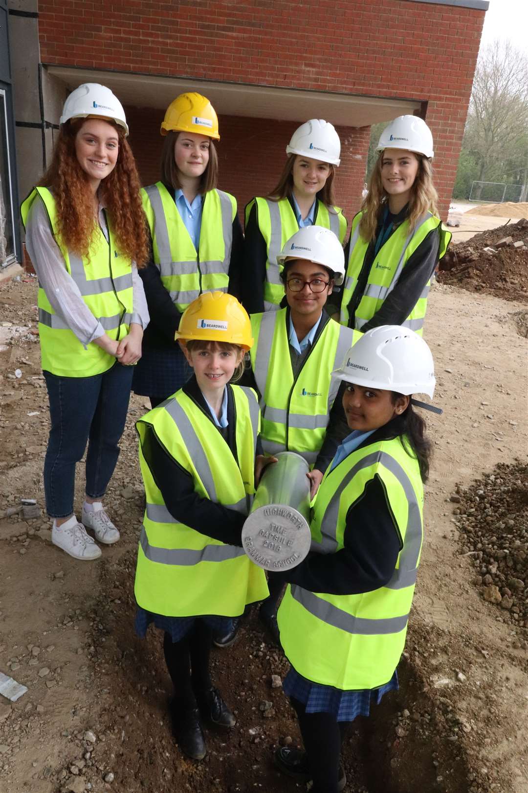 Students plant a time capsule near the centre. Pictured: Nadya South, Tanya Gupta, Elvie Sunny, Kiera Broadbank, Lauren Parr, Lauren Hone and Catherine Knight. (10178294)