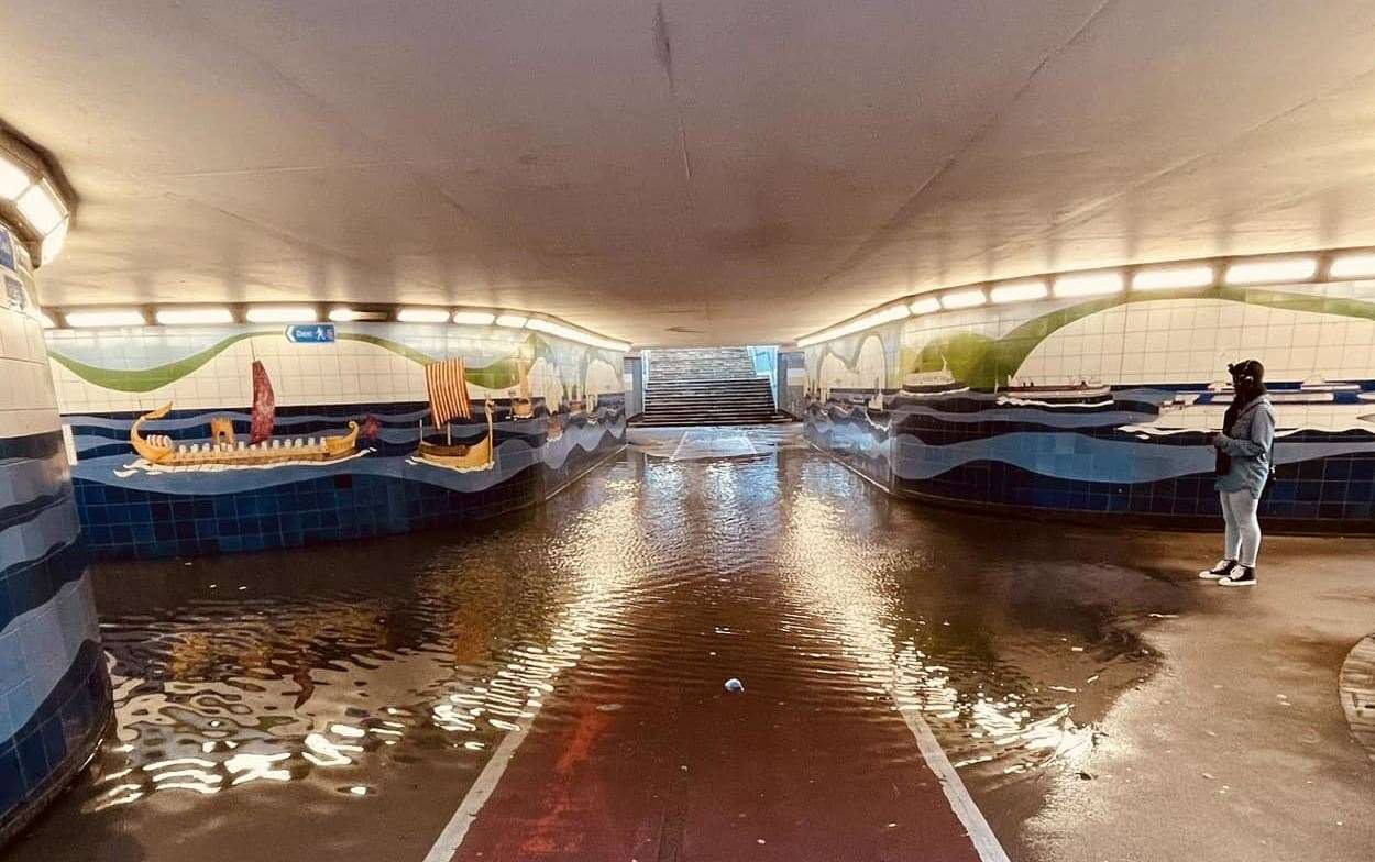 Dover resident, Kevin Clark noticed the underpass was flooded on Sunday. Picture: Kevin Clark