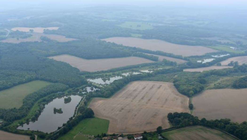 An aerial view of the lakes