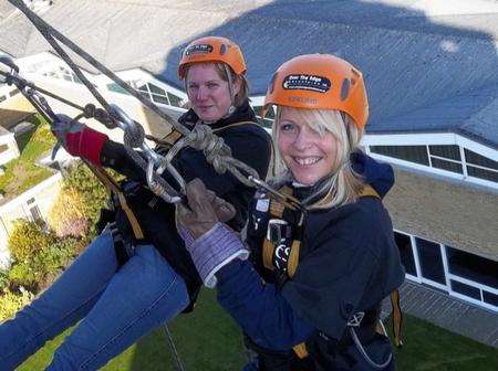 Kelly Avila and Sharon Smallwood during last year's charity abseil