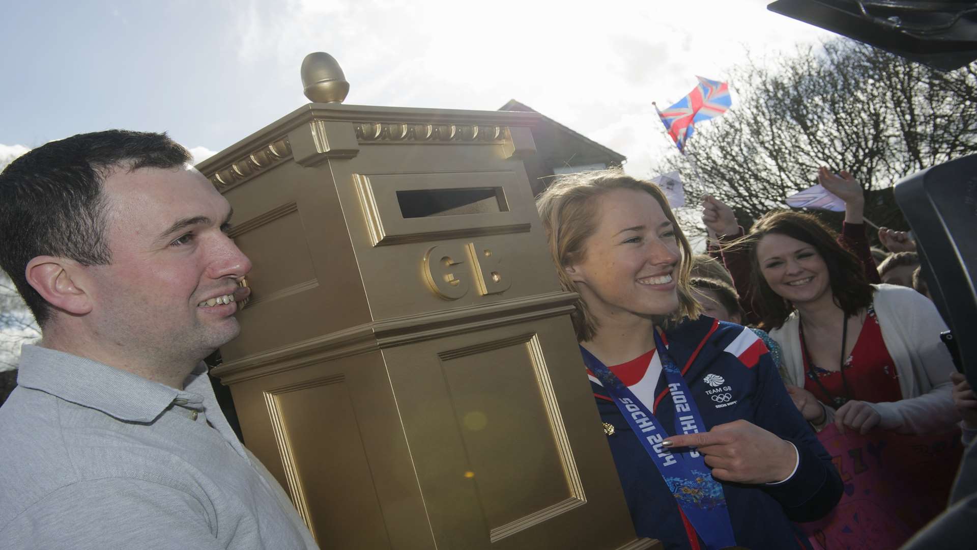 Lizzy Yarnold presented with a gold post box Picture: Andy Payton