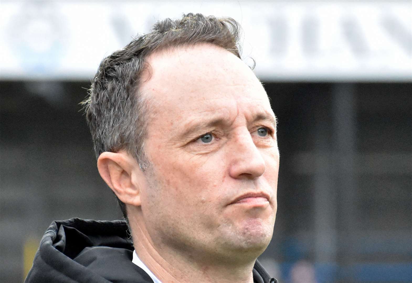 Dover boss Jake Leberl – saw his side squander a first-half lead in their 3-1 home National League South defeat against Farnborough on Saturday. Picture: Randolph File