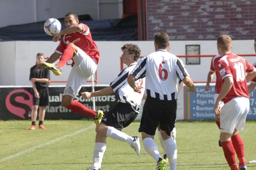 Dominic Green brings the ball under control against Maidenhead