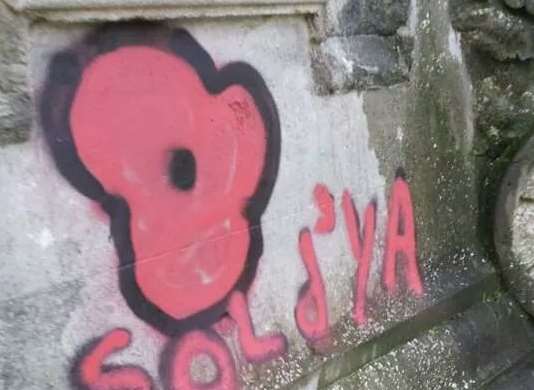 The graffiti was daubed on the war memorial in Canterbury
