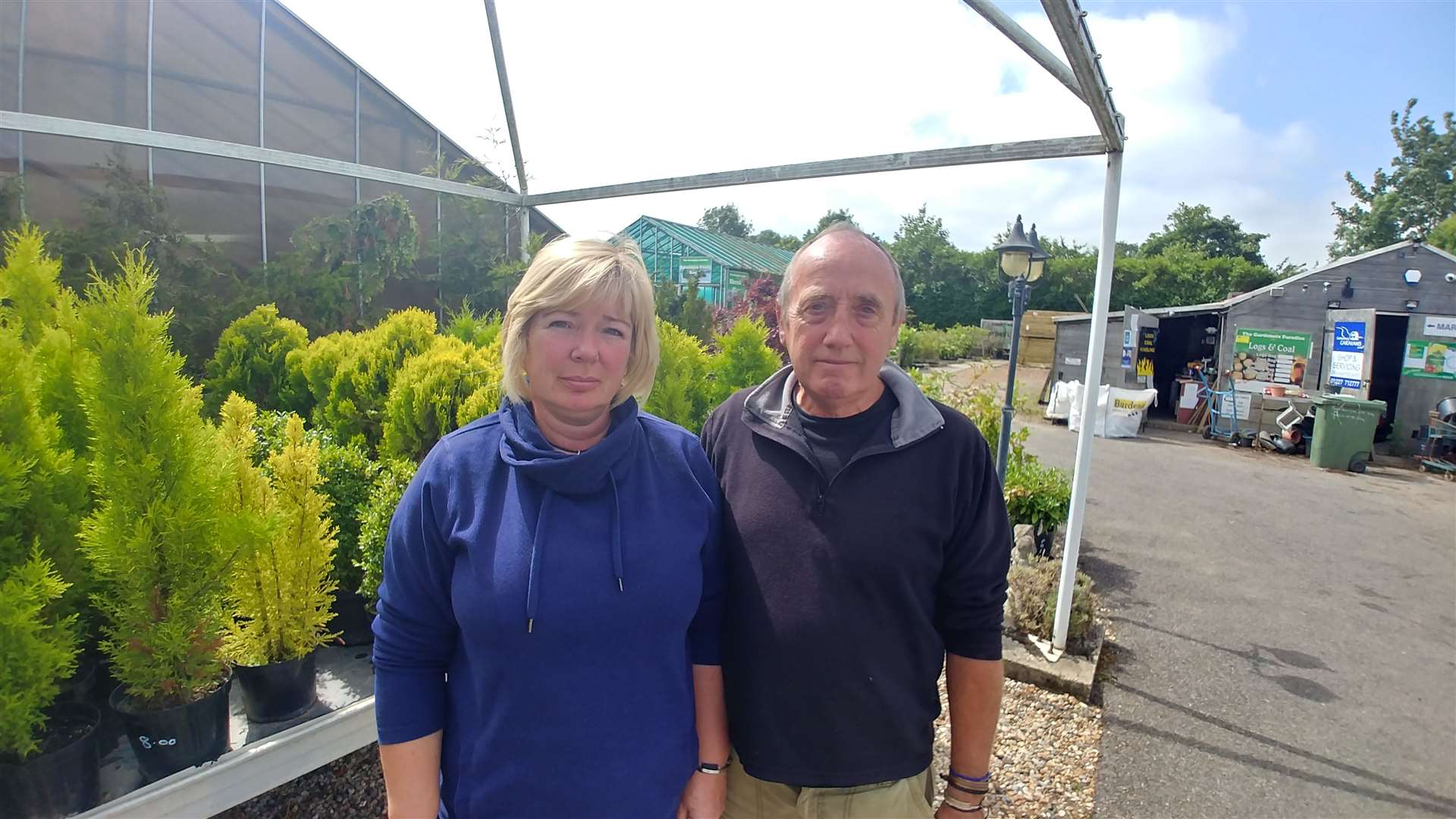 Garden centre owners Celia Hanks and Roy Chandler