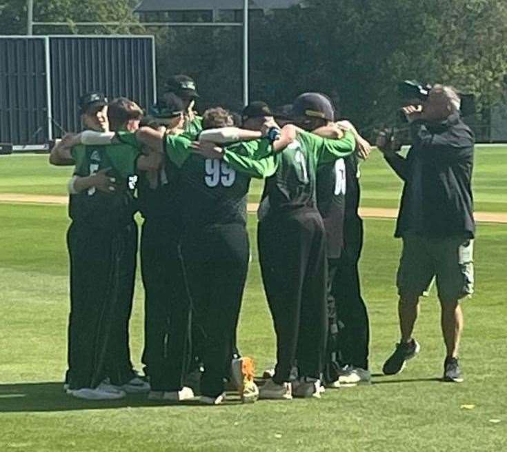 The Canterbury Academy's team huddle ahead of their final last week at Loughborough University