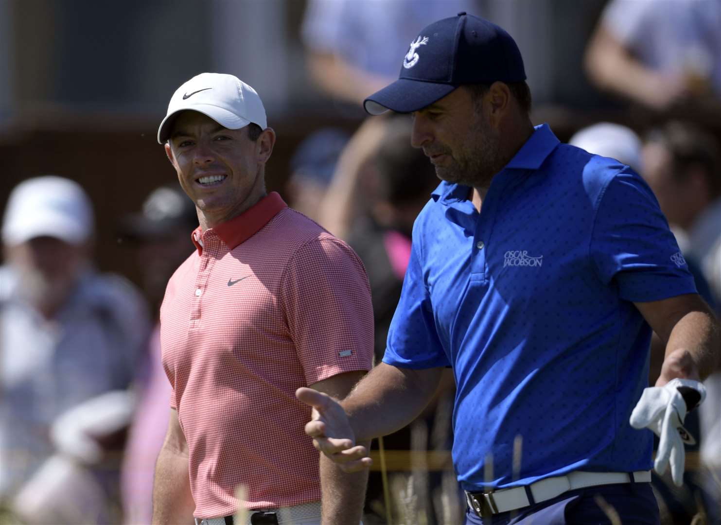 Rory McIlroy, left, alongside playing partner Richard Bland on day three. Picture: Barry Goodwin (49307676)