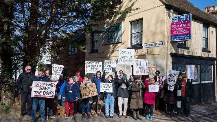Demonstrators gathered outside the Canterbury pub at the weekend. Picture: Nathan Eaton-Baudains
