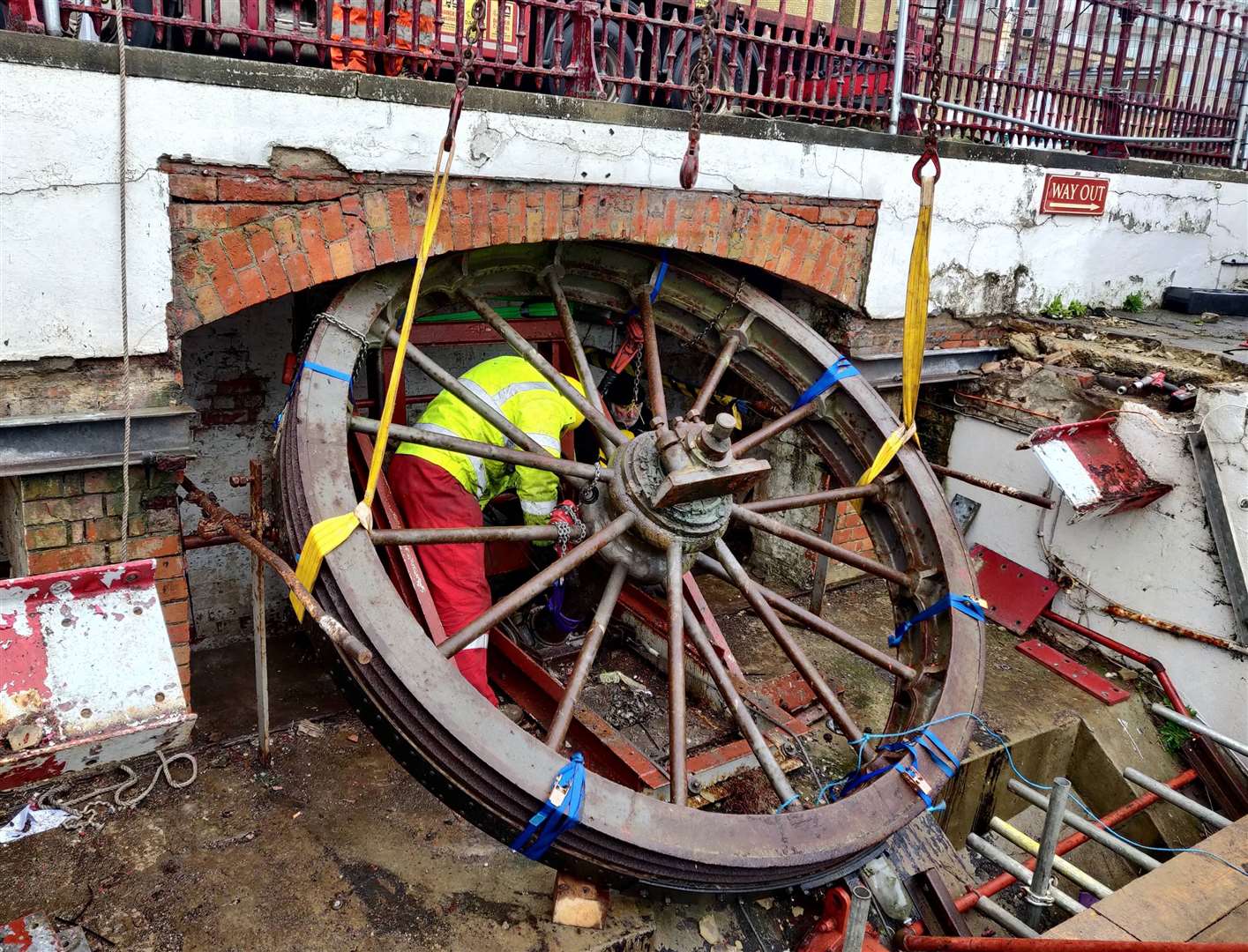 The sheave wheel is vital to the Leas Lift in lowering and raising the passenger cars. Picture: Folkestone Leas Lift Company Charity