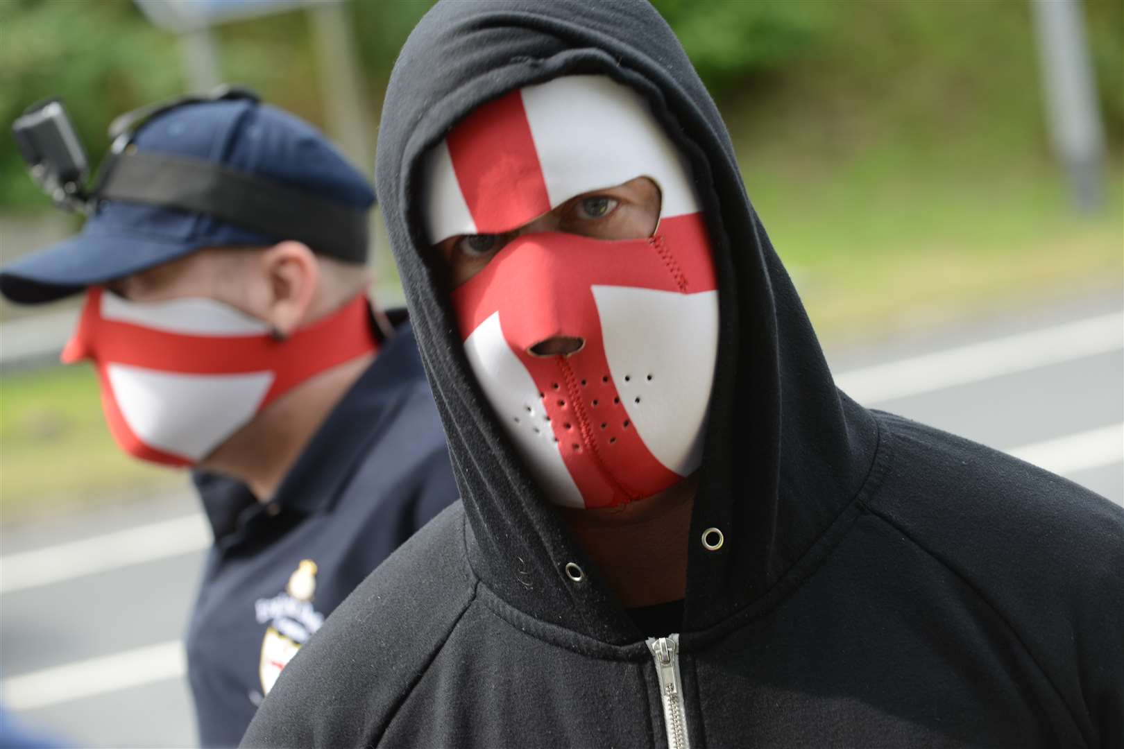 Members of the English Defence League protest
