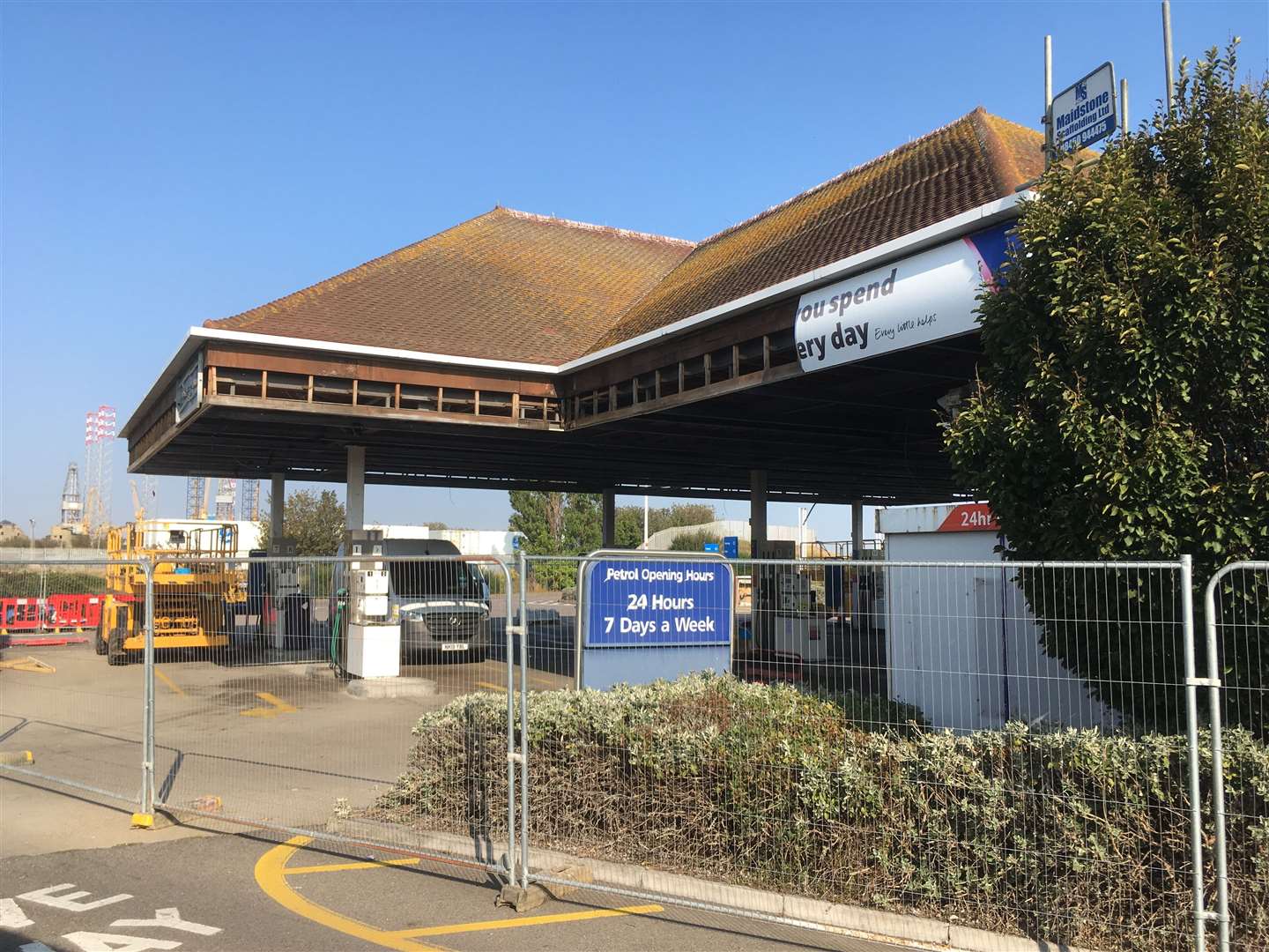 Tesco petrol station in Bridge Road, Sheerness, is closed while it gets a facelift and a new canopy over the pumps
