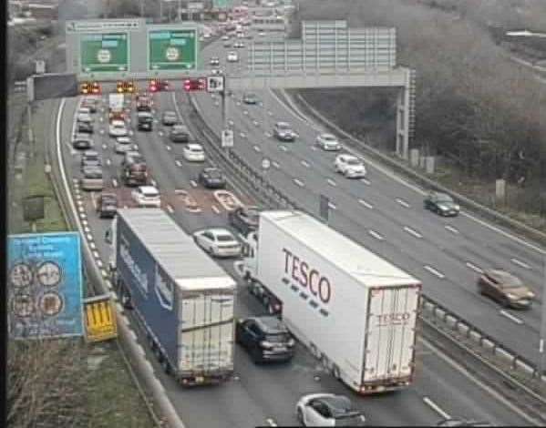 Heavy traffic is building on the M25 anticlockwise towards the Dartford Crossing due to a broken-down van. Picture: National Highways