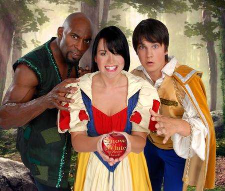 Maidstone's panto stars - Sky1 Gladiator Doom; Holly Matthews, star of Waterloo Road and Byker Grove; Aaron Sidwell, who played Steven Beale in EastEnders.