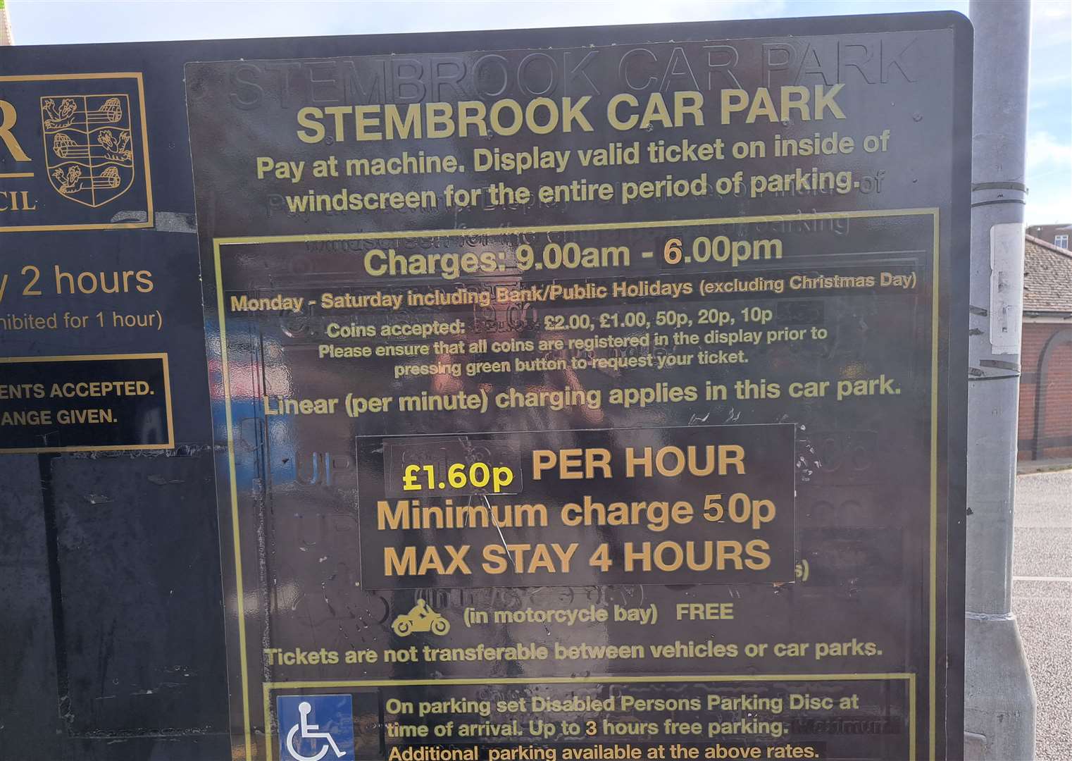 Car park charges at Stembrook, Dover. Picture: KMG