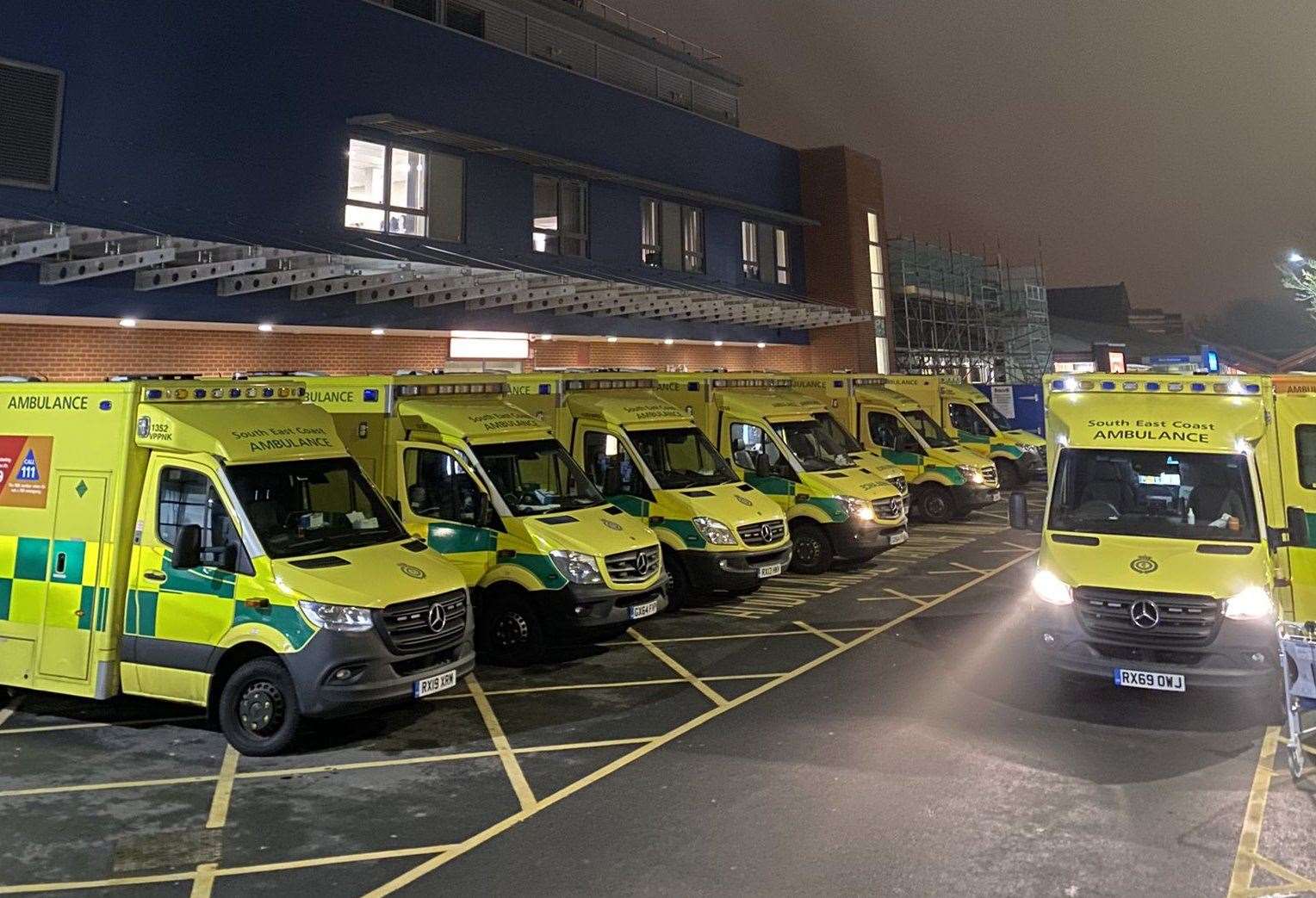 Ambulances waiting outside Medwa Hospital. Image from Cameron Walker (43738153)