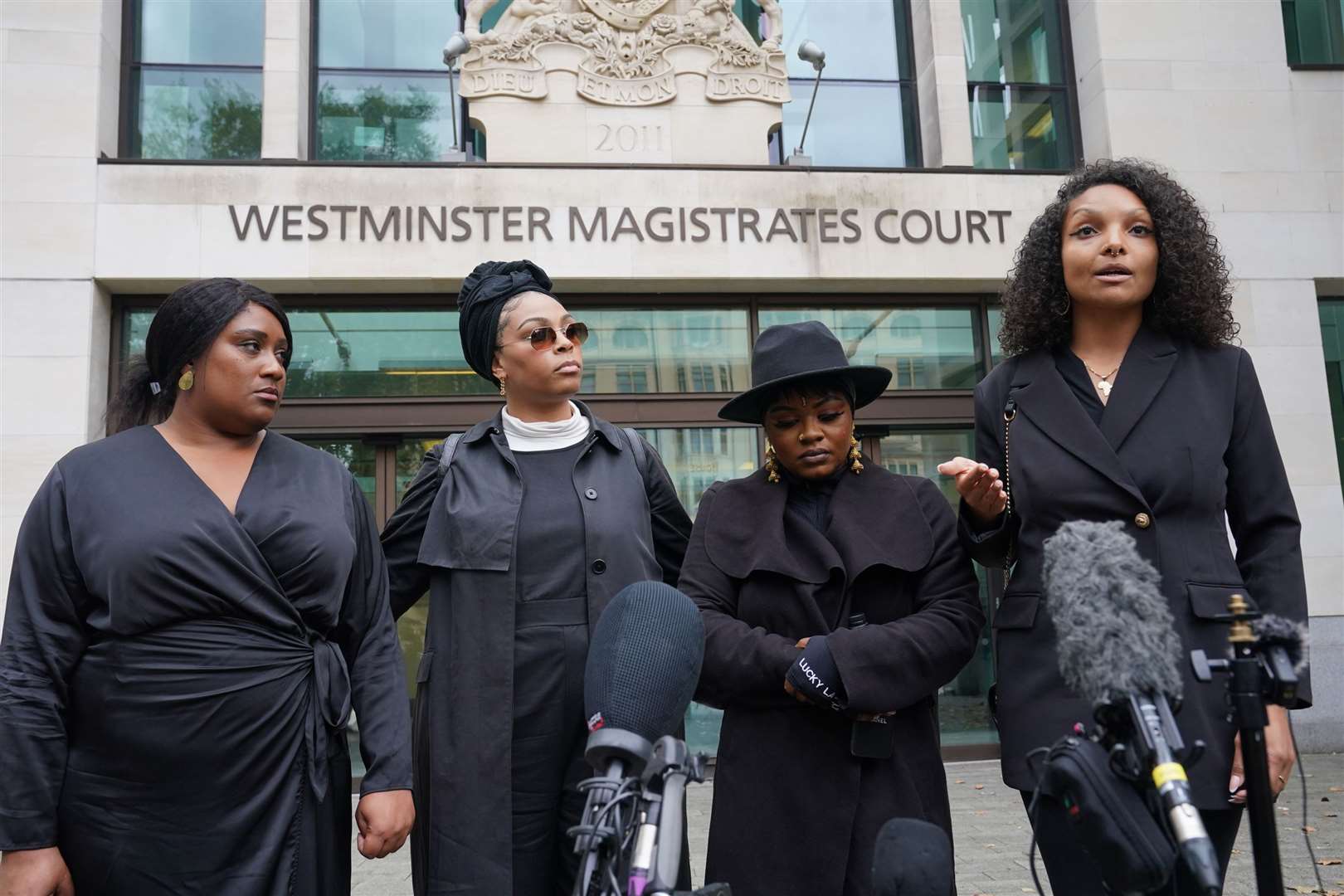 Members of campaign group Justice For Chris Kaba outside Westminster Magistrates Court on Thursday. (Lucy North/PA)