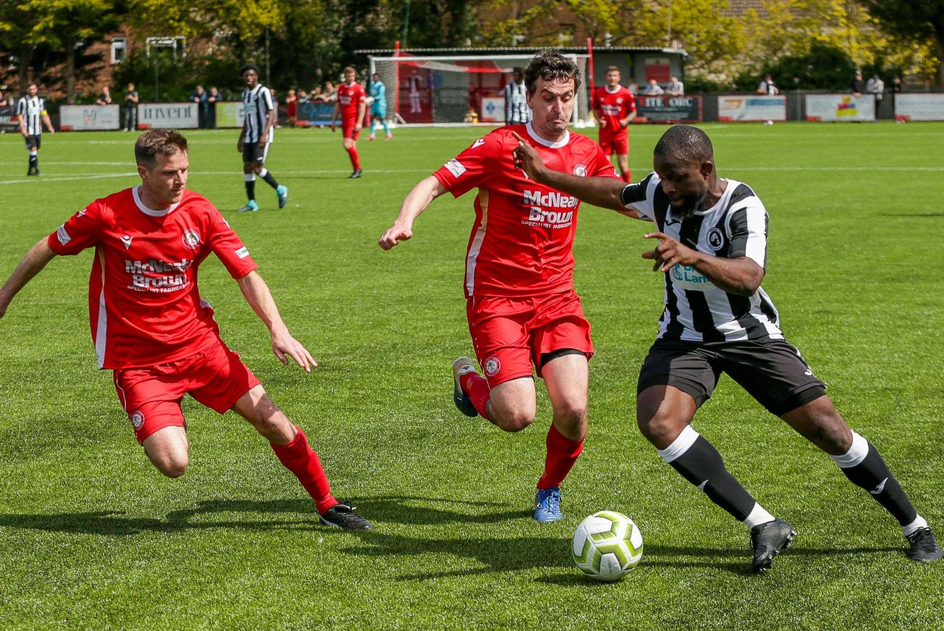 Blair right-back Tom Loynes had a busy afternoon against the pacey Fisher attack Picture: Les Biggs