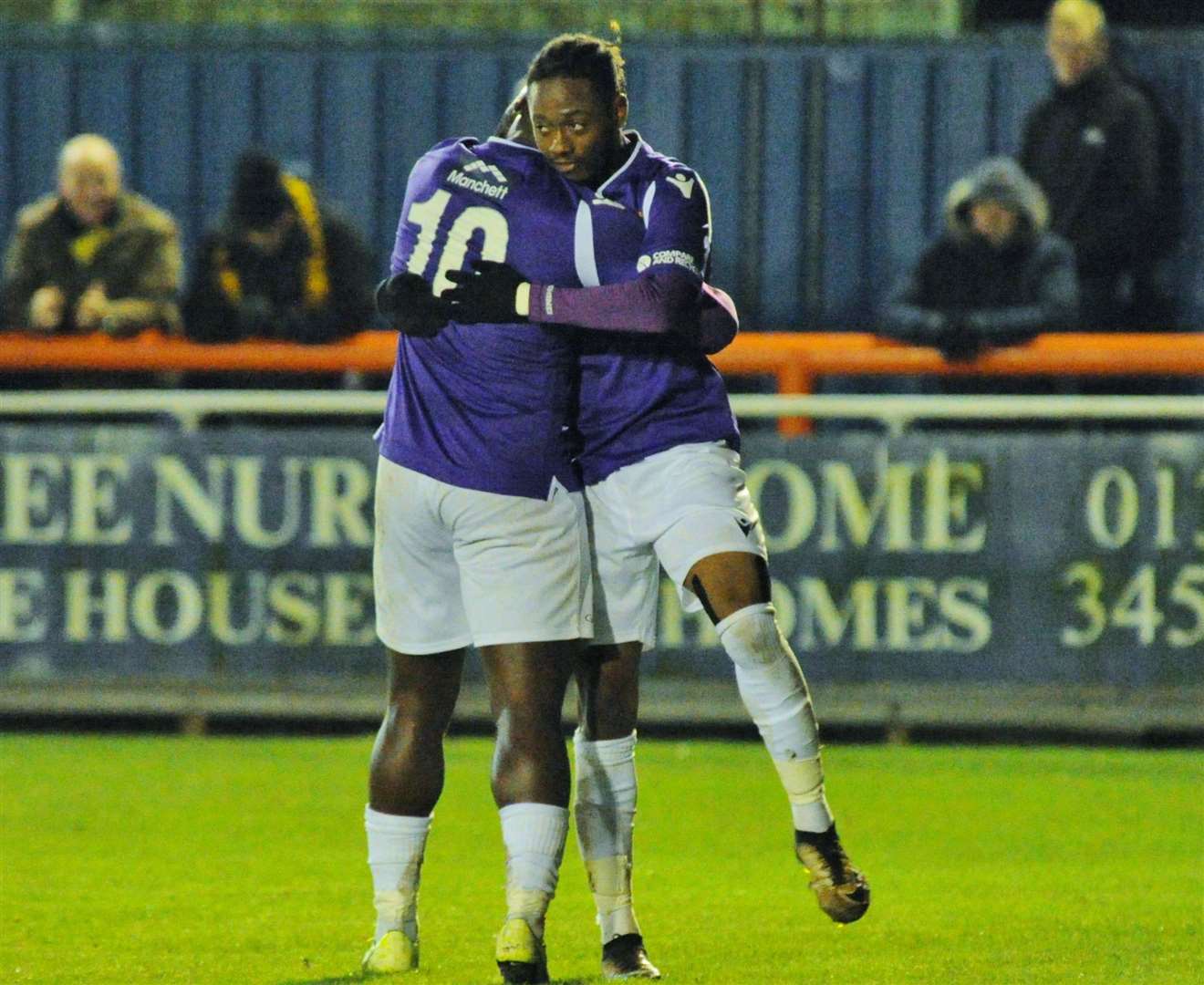Iffy Allen celebrates his goal with Ibby Akanbi Picture: Steve Terrell