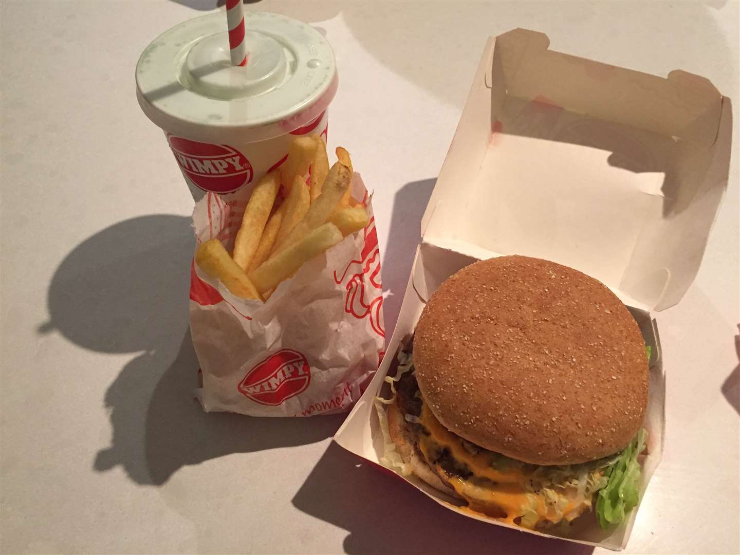 A quarter pounder, chips and a shake from Wimpy comes in at £10