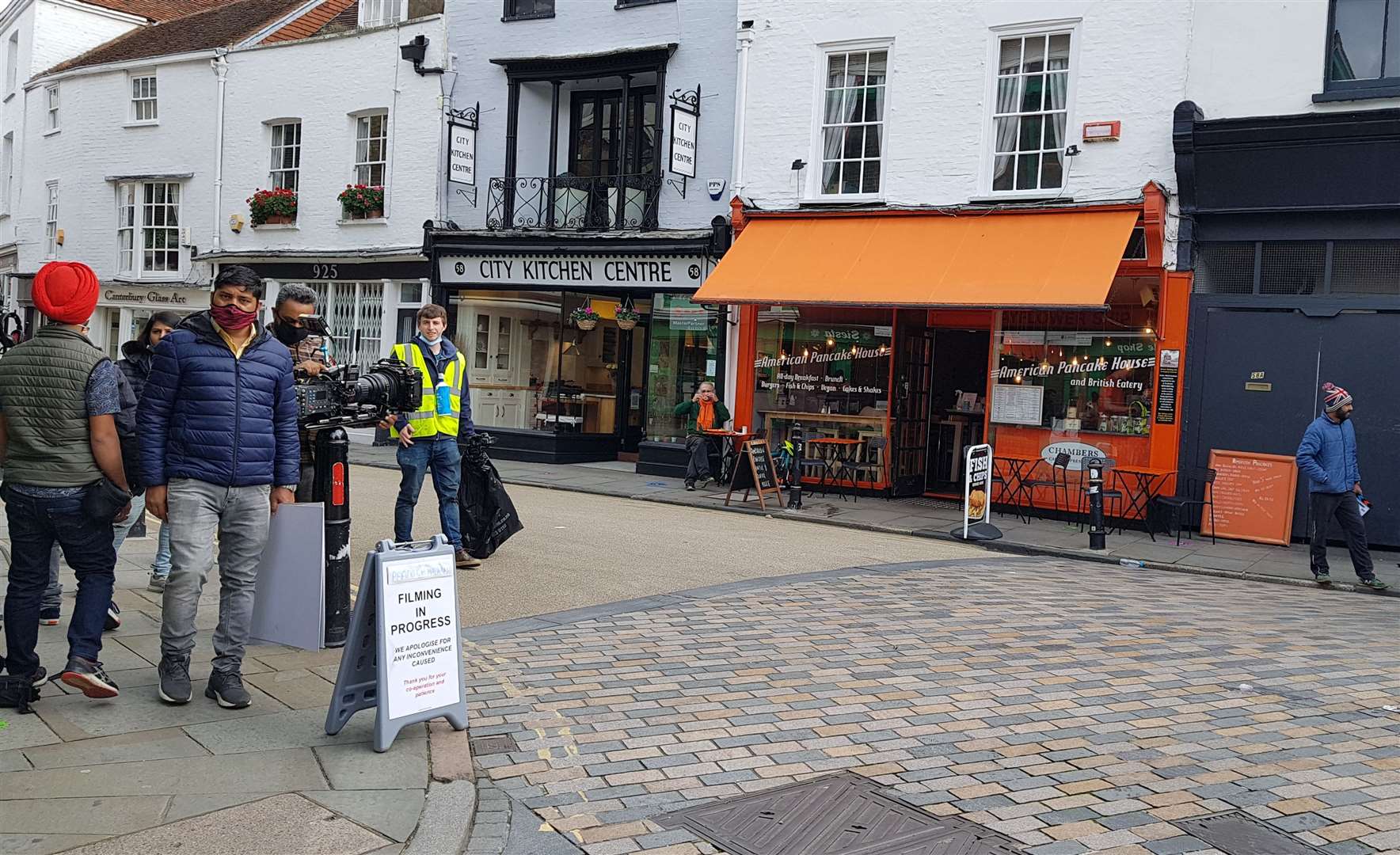 Crews are filming in Canterbury city centre around Sun Street