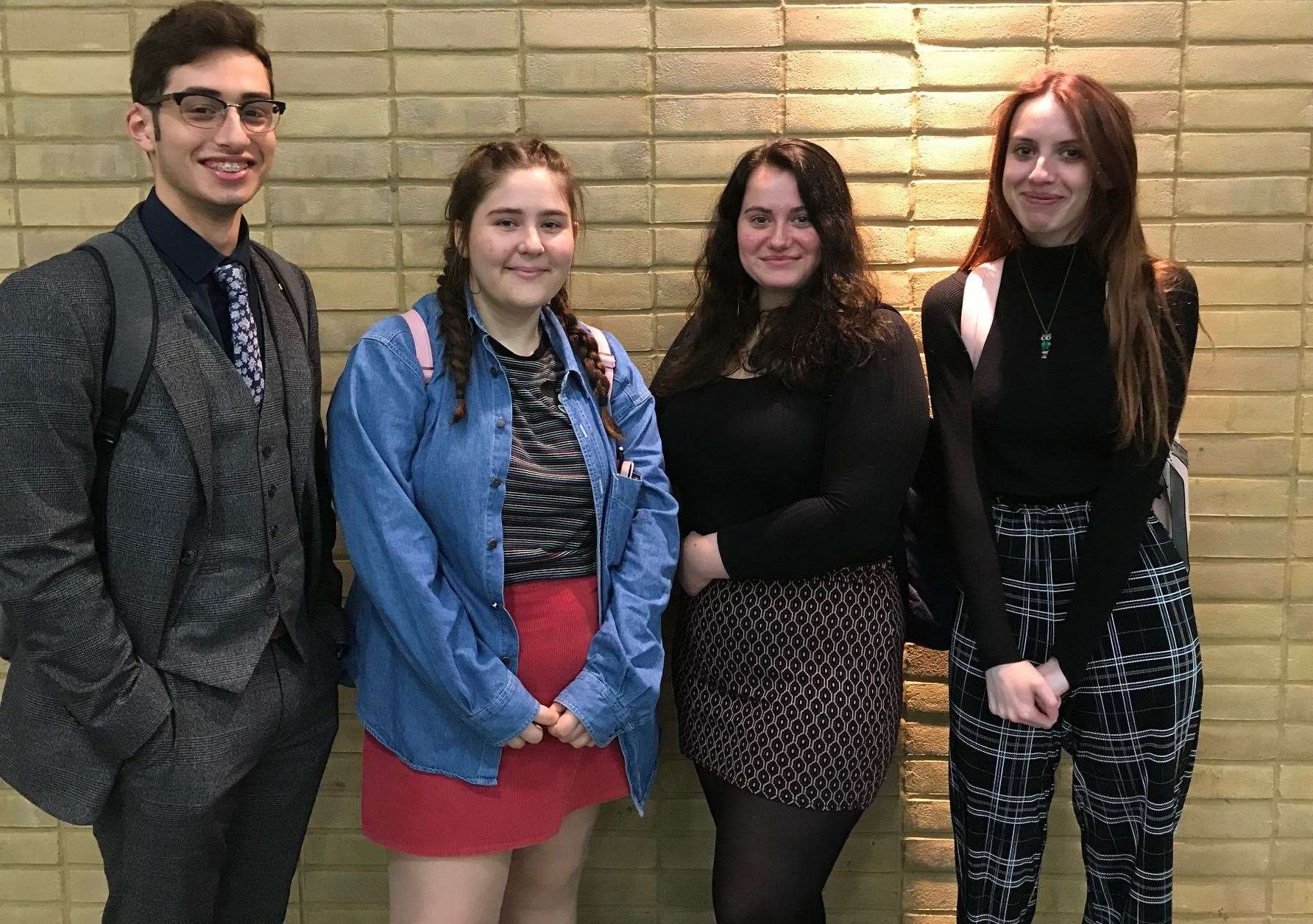 The academy sixth formers who helped save the day - Elliot Cattley, Sophie Lissenden, Olivia Wallbridge and Kayleigh Mills