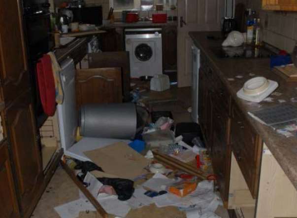 Roy Blackman's ransacked kitchen. Picture: Kent Police