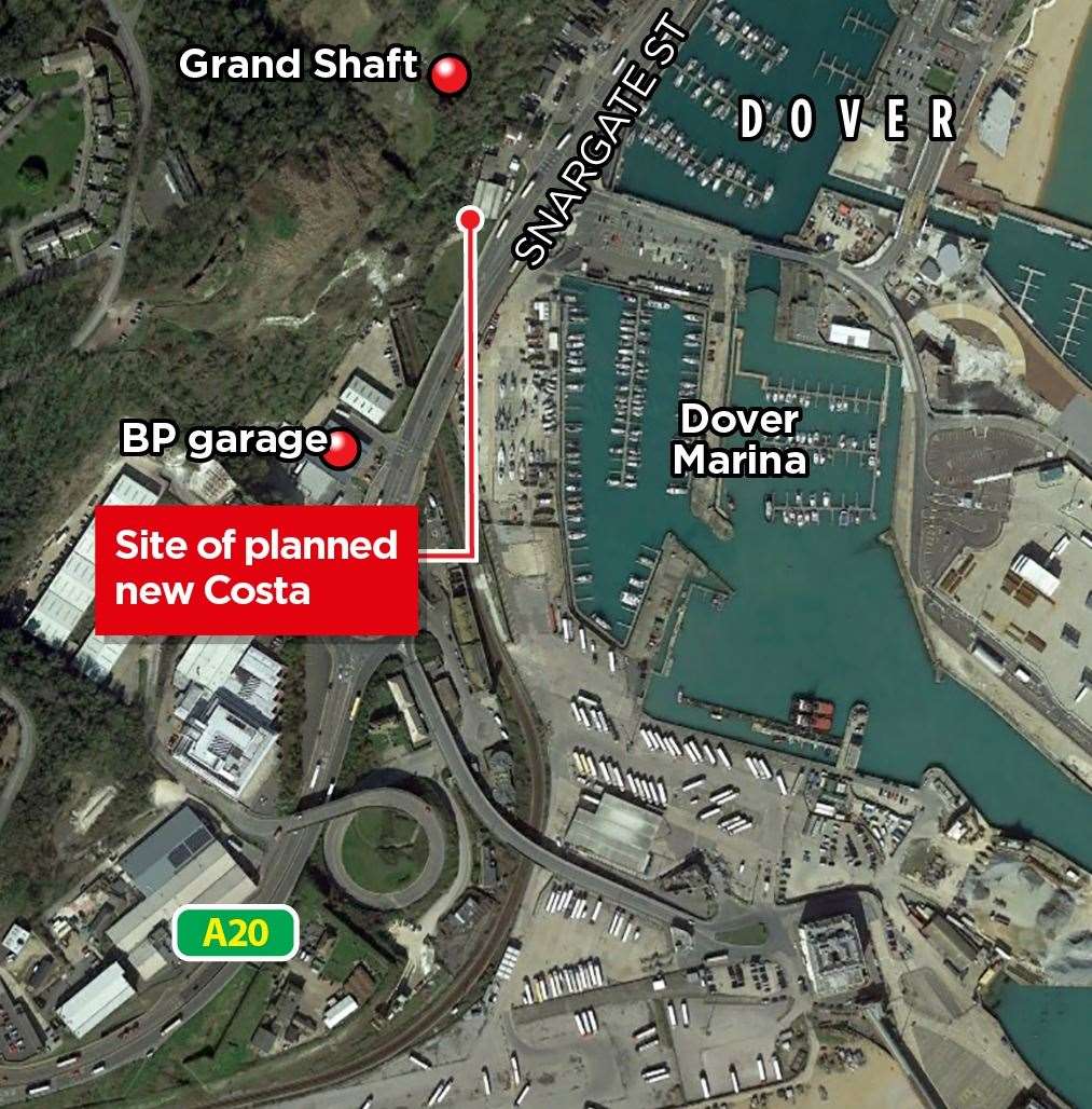 The new Costa will be along the A20, opposite Dover Marina
