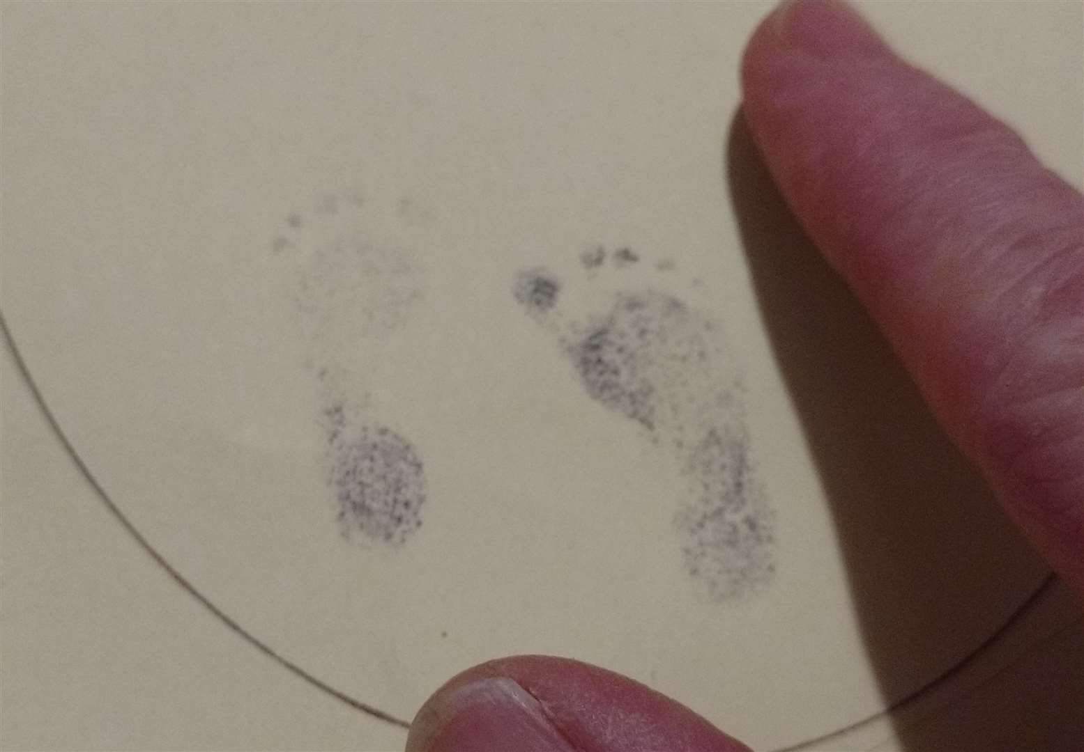 Baby Rhys' footprints