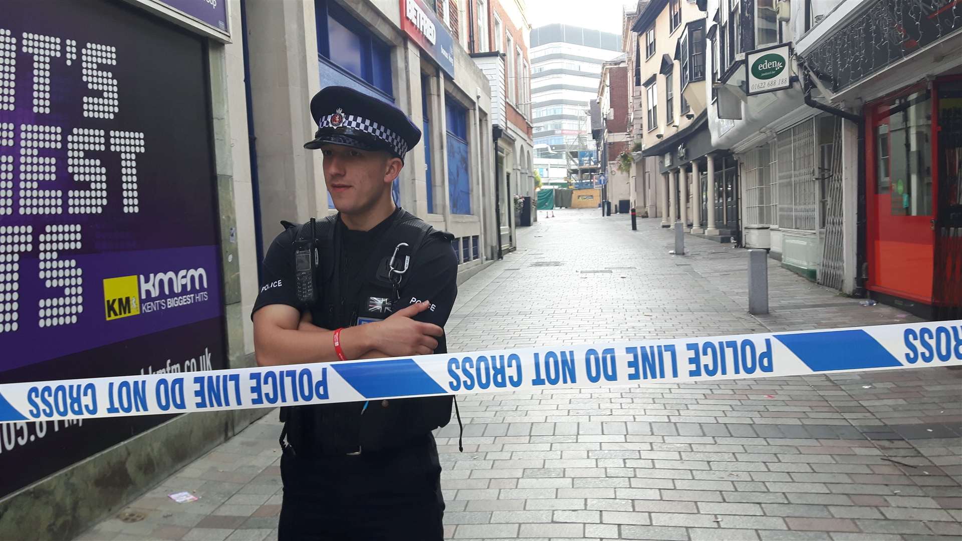 A large section of the town centre was cordoned off