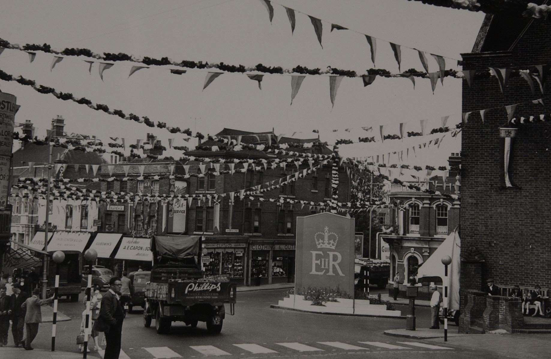 Decorations in Star Hill Rochester in June 1953