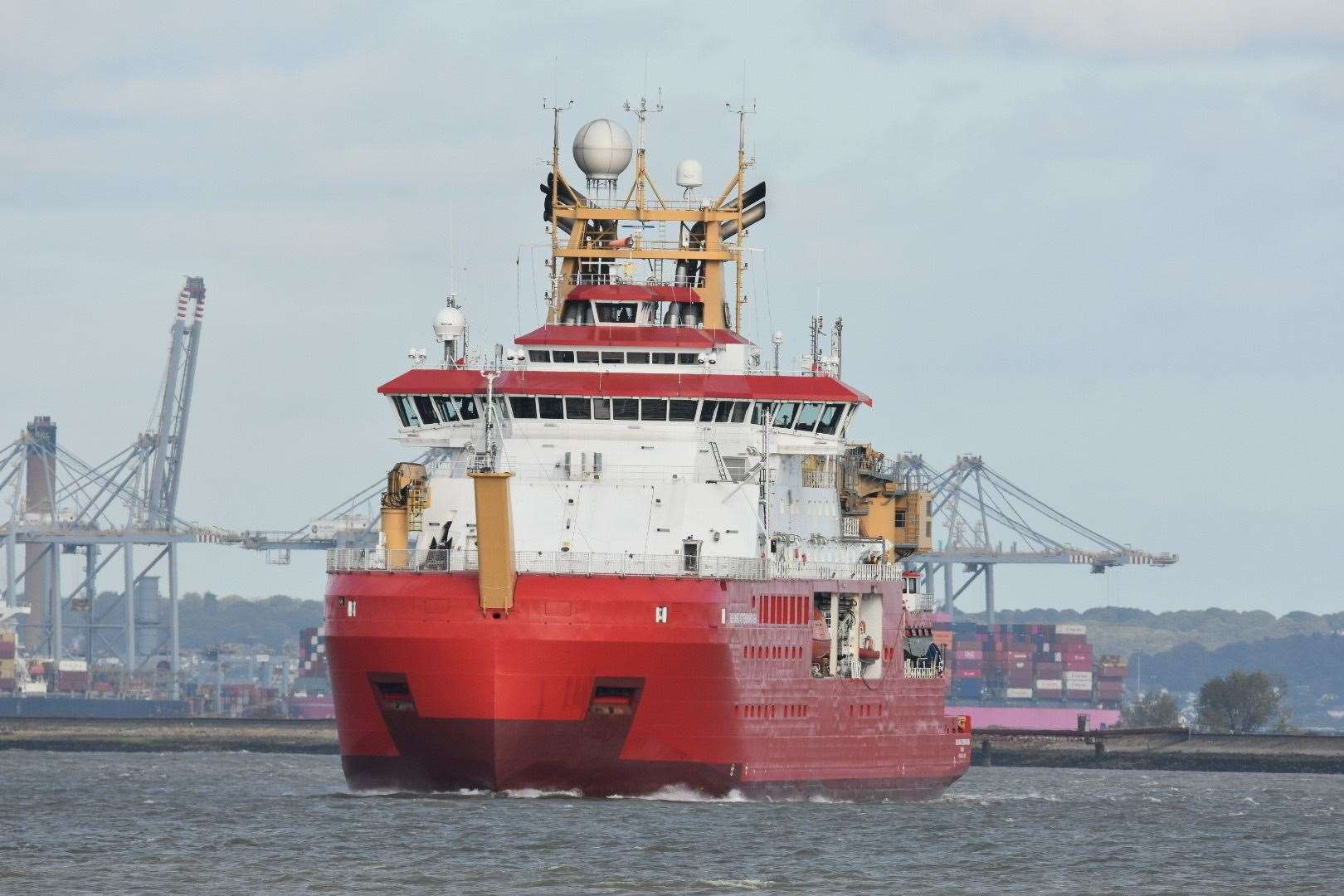 RRS Sir David Attenborough sails past Gravesend on its way to Greenwich. Picture: Jason Arthur