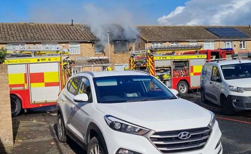 Fire services responded to a house fire in Felderland Close, Maidstone. Picture: David Stubberfield