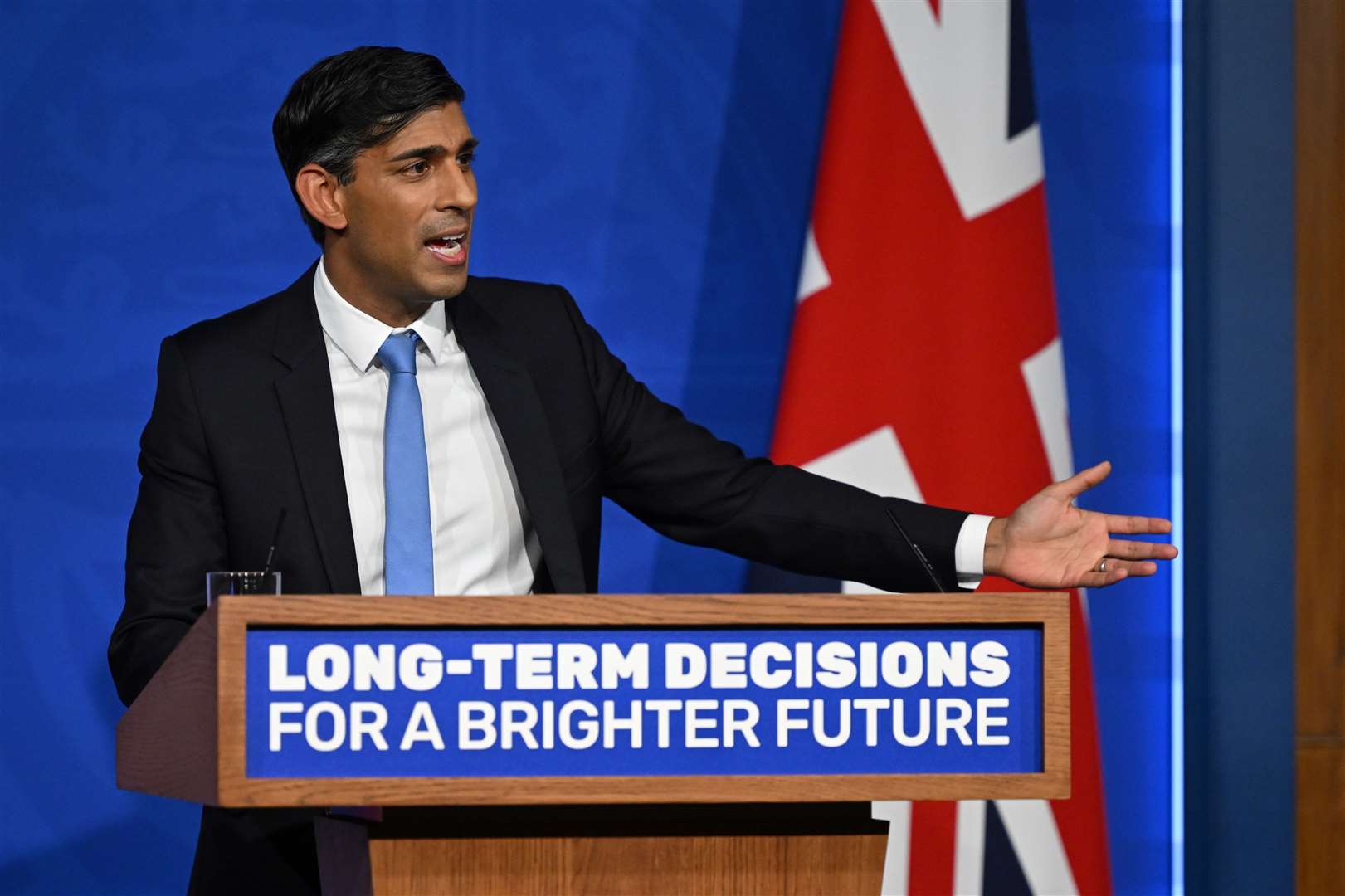 Prime Minister Rishi Sunak delivering his speech on net-zero commitments on Wednesday (Justin Tallis/PA)