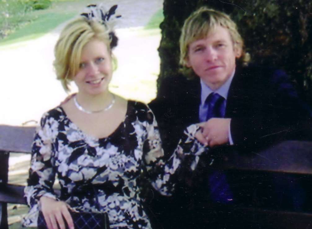 Tony and Larisa Caplin on their first wedding day in Canterbury