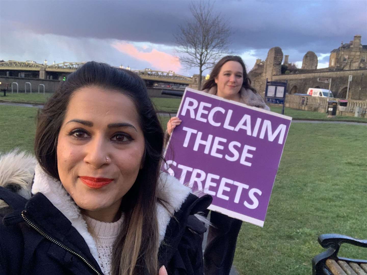 Naushabah Khan (front) at a Reclaim These Streets vigil in Rochester in memory of Sarah Everard. Picture: Naushabah Khan