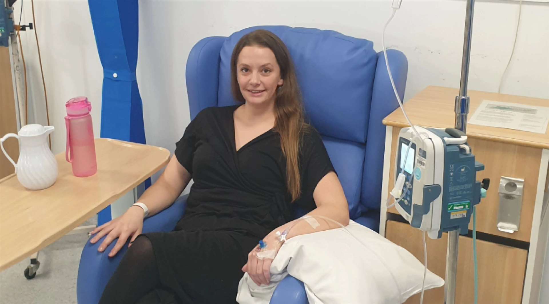 The mum-of-two pictured receiving her IVIG. Picture: Denise Dowsing