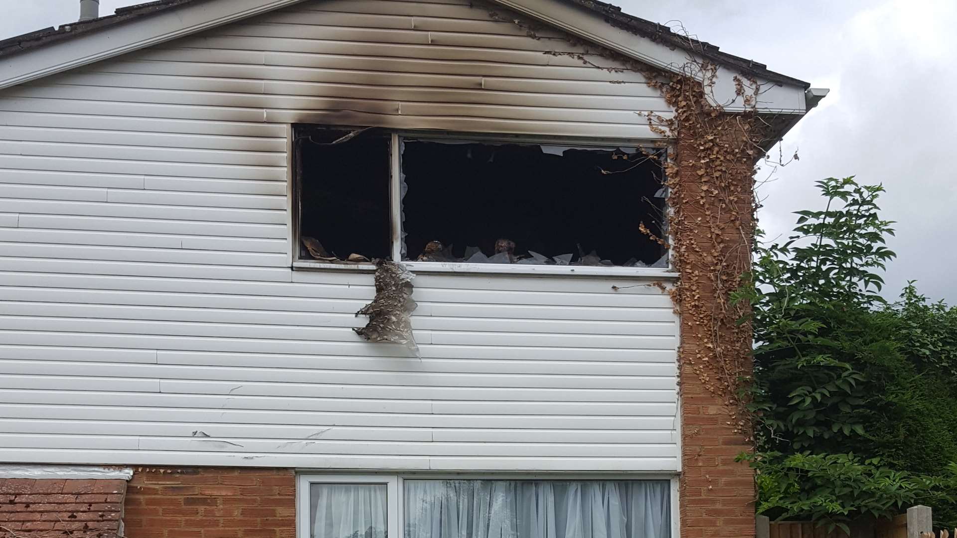 The damaged house in Bicknor Close, Canterbury