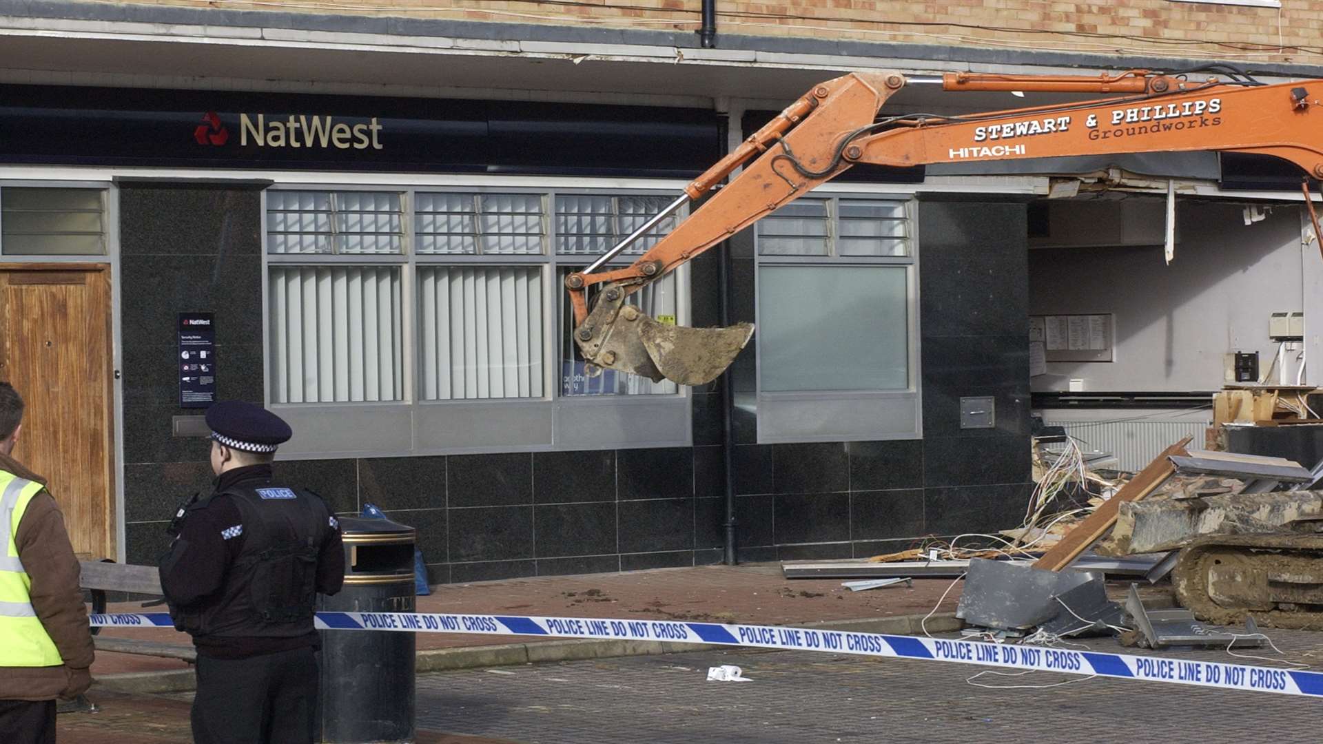 The excavator used in the bank raid in Staplehurst in 2007. Picture John Wardley