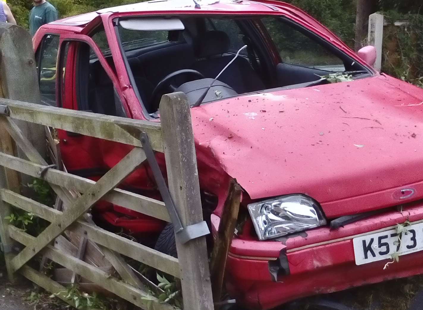 The wreckage of a Ford Fiesta
