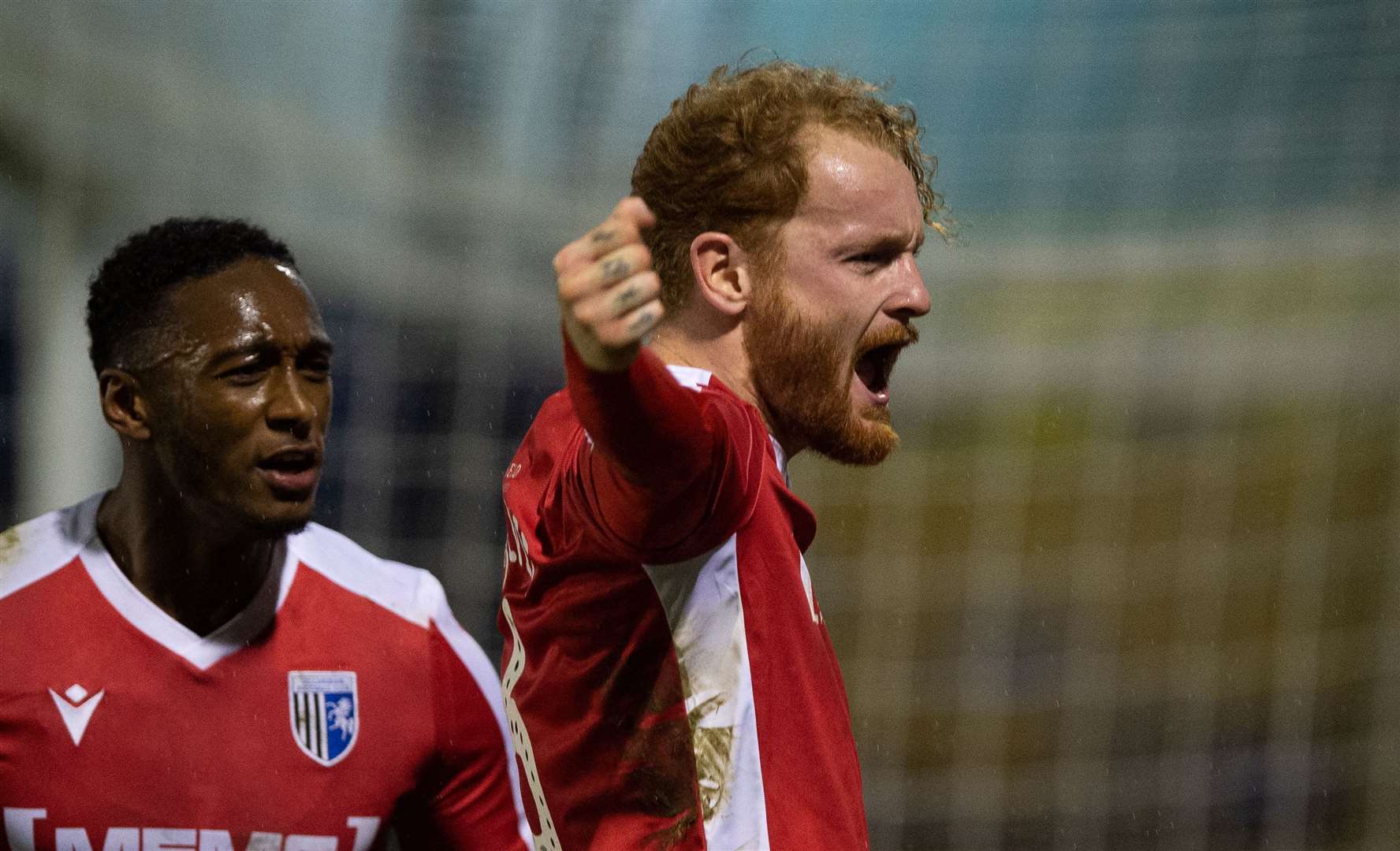 Connor Ogilvie celebrates scoring the winning goal against Southend. Picture: Ady Kerry