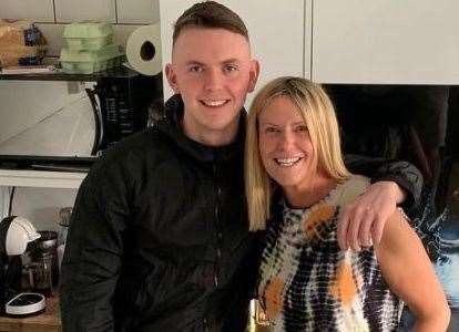 Gabe Farmer with his mother Louise Knight