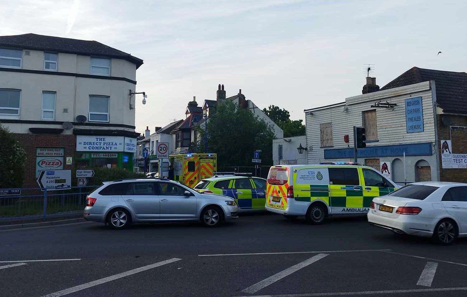 Police officers and ambulance crews were called to Sheerness High Street