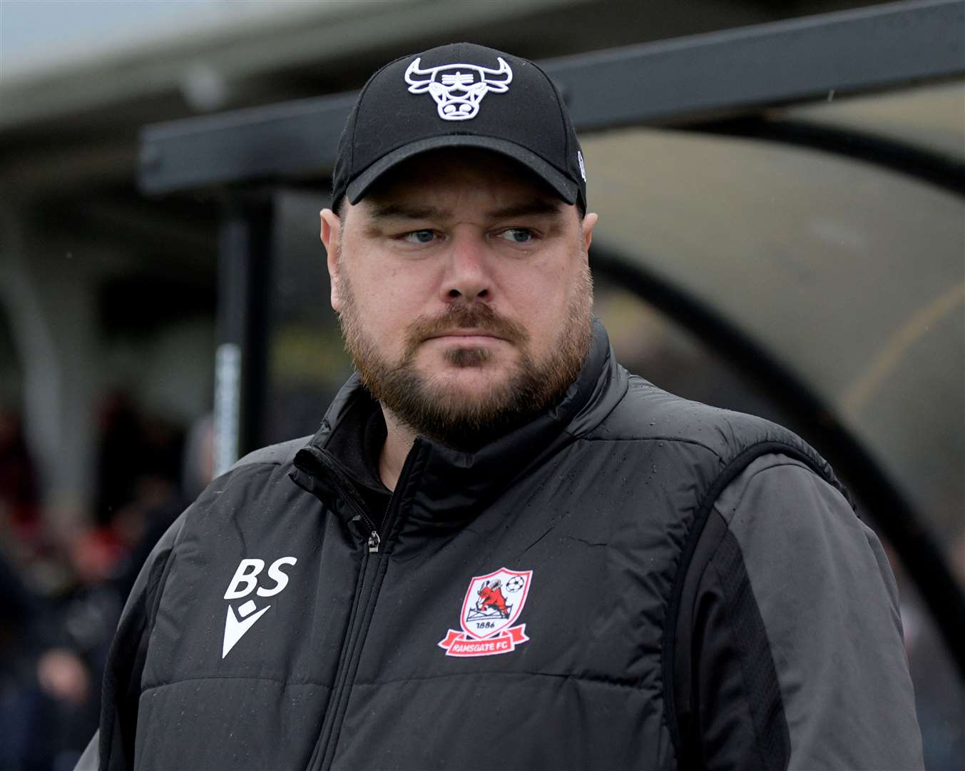 Ramsgate manager Ben Smith on the touchline against Woking. Picture: Barry Goodwin