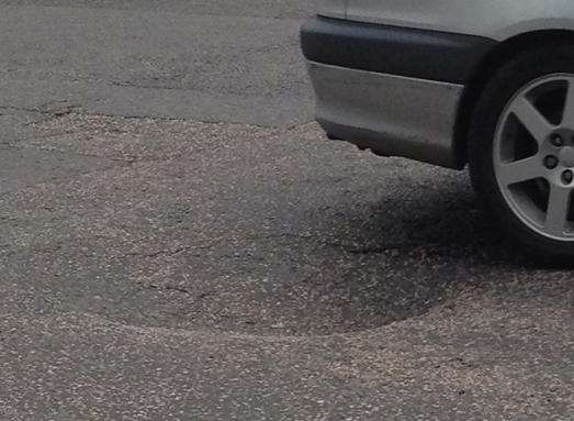 The hole that was spotted in the road on Sunday. Picture: @Trishhackett