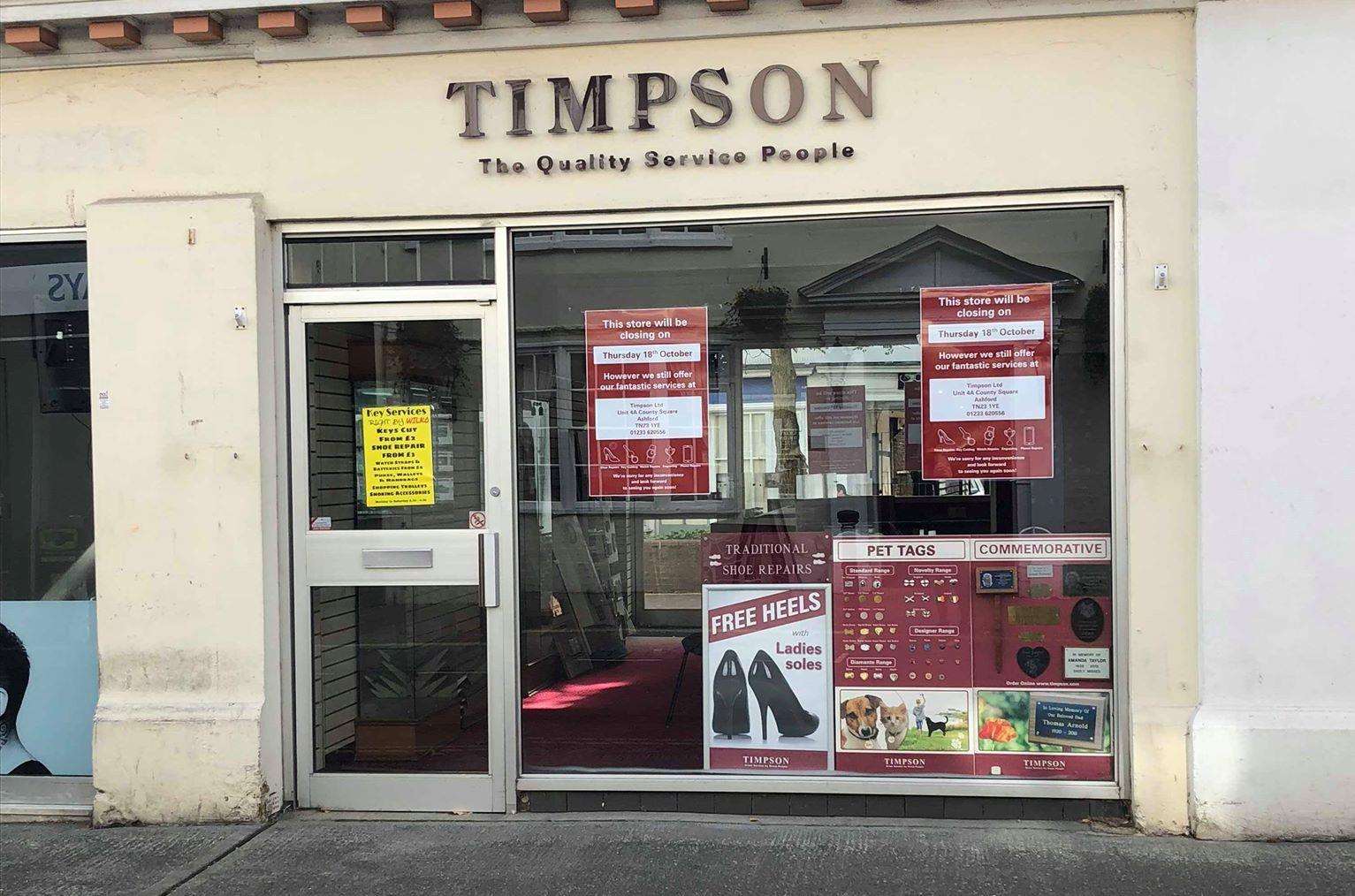 Timpson closed last week
