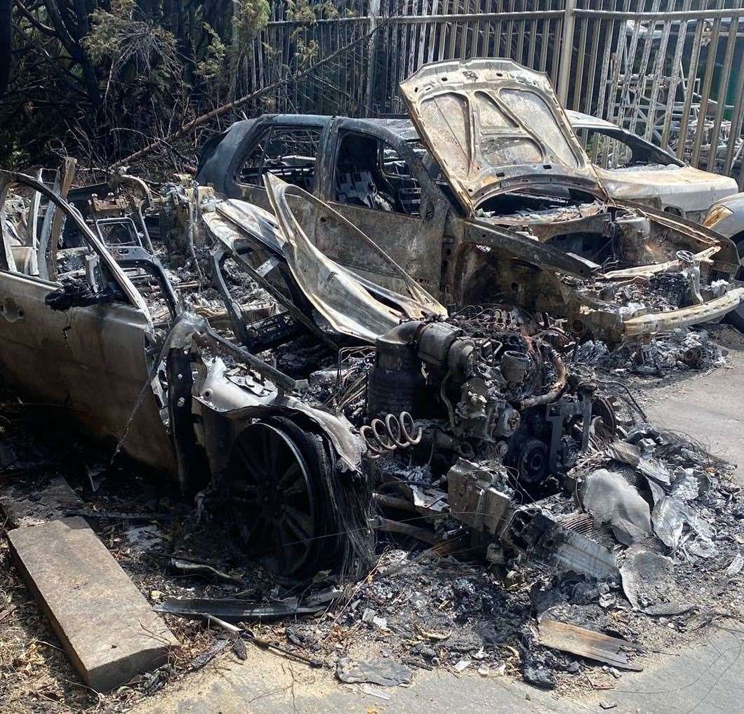 Five customer cars from the MasterTech Automotive garage were completely destroyed in the blaze